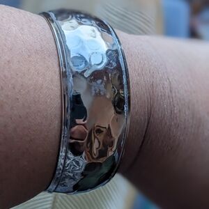 Silver Hammered Metal Bracelet
